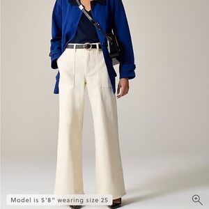 NWT - J Crew Petite Camp-Pocket Wide-Leg Jeans - Ecru